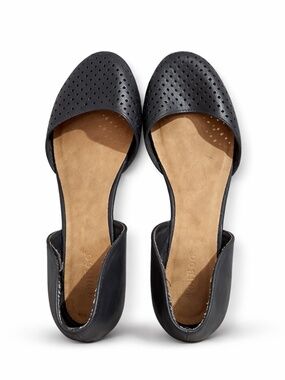 Bamboo Perforated D'Orsay Flats Black Womens 8.5 Laser Cut Slip On Shoes